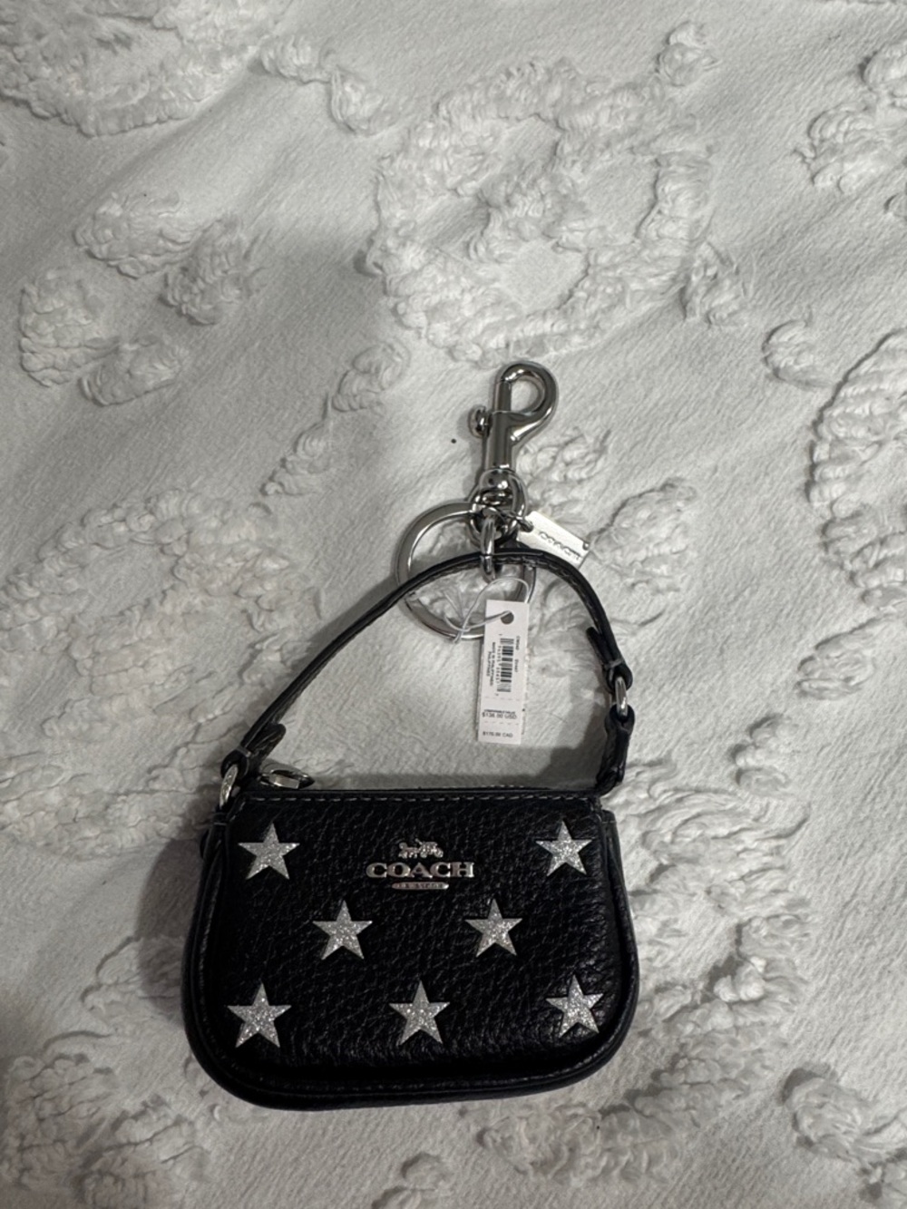 Coach Black Pebbled Leather star bag charm